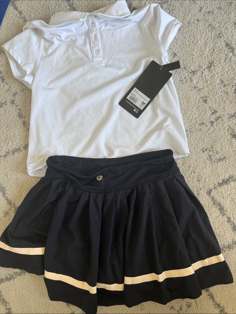 90 Degrees Kids White Polo Top - Matching skort